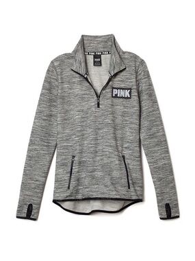 Victoria's Secret PINK Reflective Logo Trim 1/4 Zip Pullover Sweatshirt Small